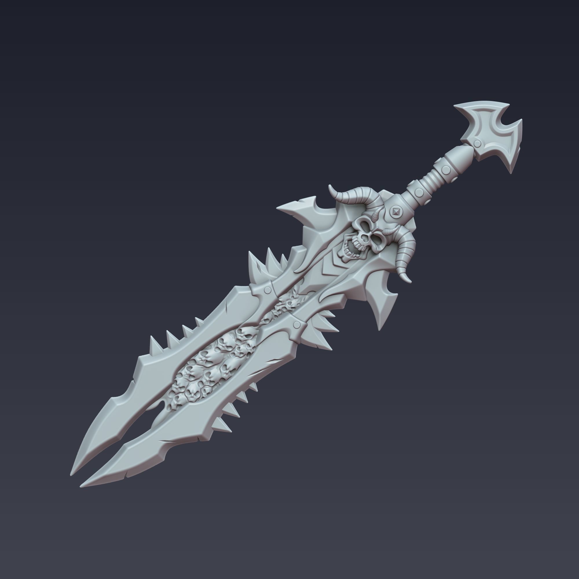 Demonic Skull Blade  3D Printable Sword 3D print model_3
