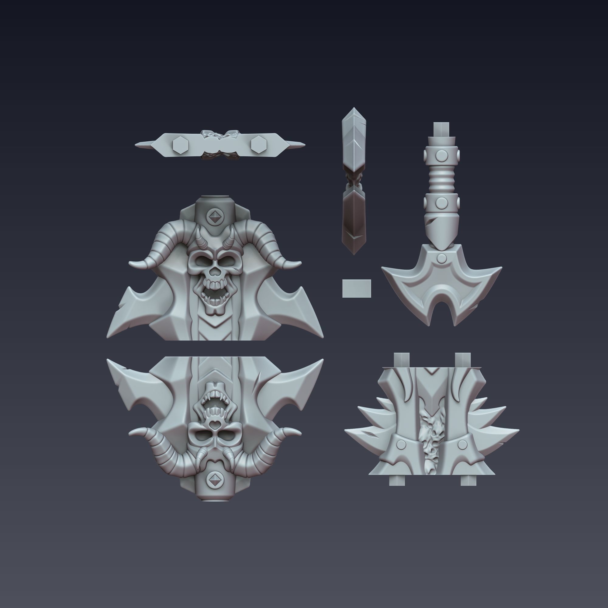 Demonic Skull Blade  3D Printable Sword 3D print model_6