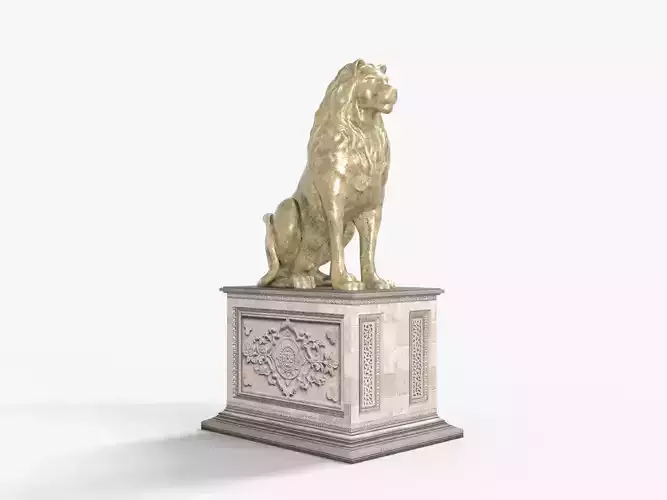 lion Statue Low-poly 3D model