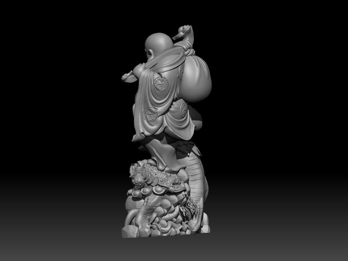 Laughing Buddha Riding Toad 3D print model_2