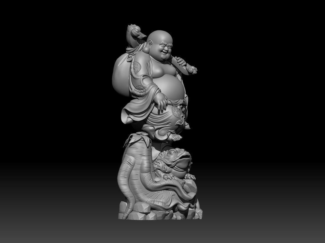 Laughing Buddha Riding Toad 3D print model_1