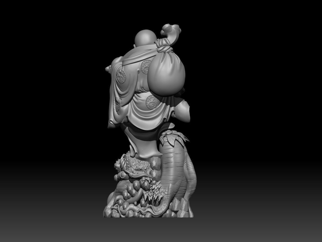 Laughing Buddha Riding Toad 3D print model_3