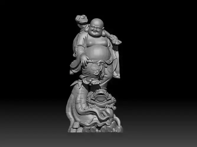 Laughing Buddha Riding Toad