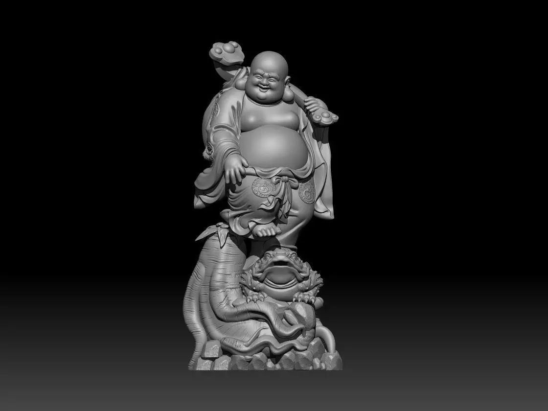 Laughing Buddha Riding Toad 3D print model_0