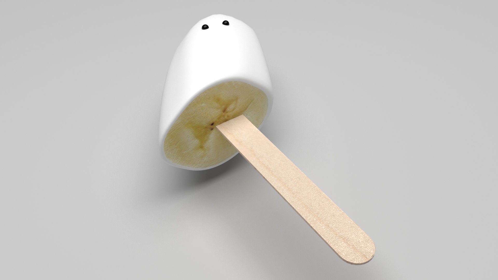 Ghost Banana Cake Pop 3D model_5