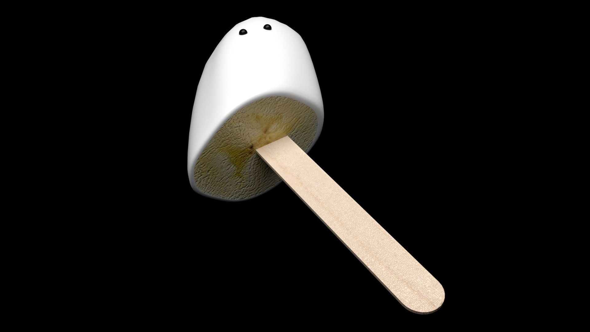 Ghost Banana Cake Pop 3D model_7