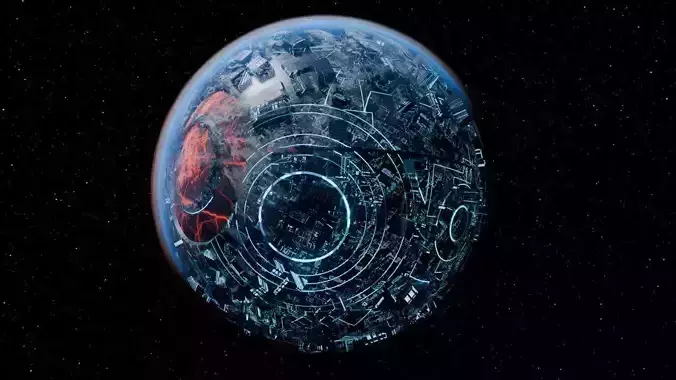 High-Quality 3D Robotic Alien Planet with Futuristic Features 3D model