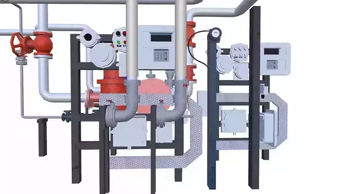 Industrial Pipes Low-poly 3D model