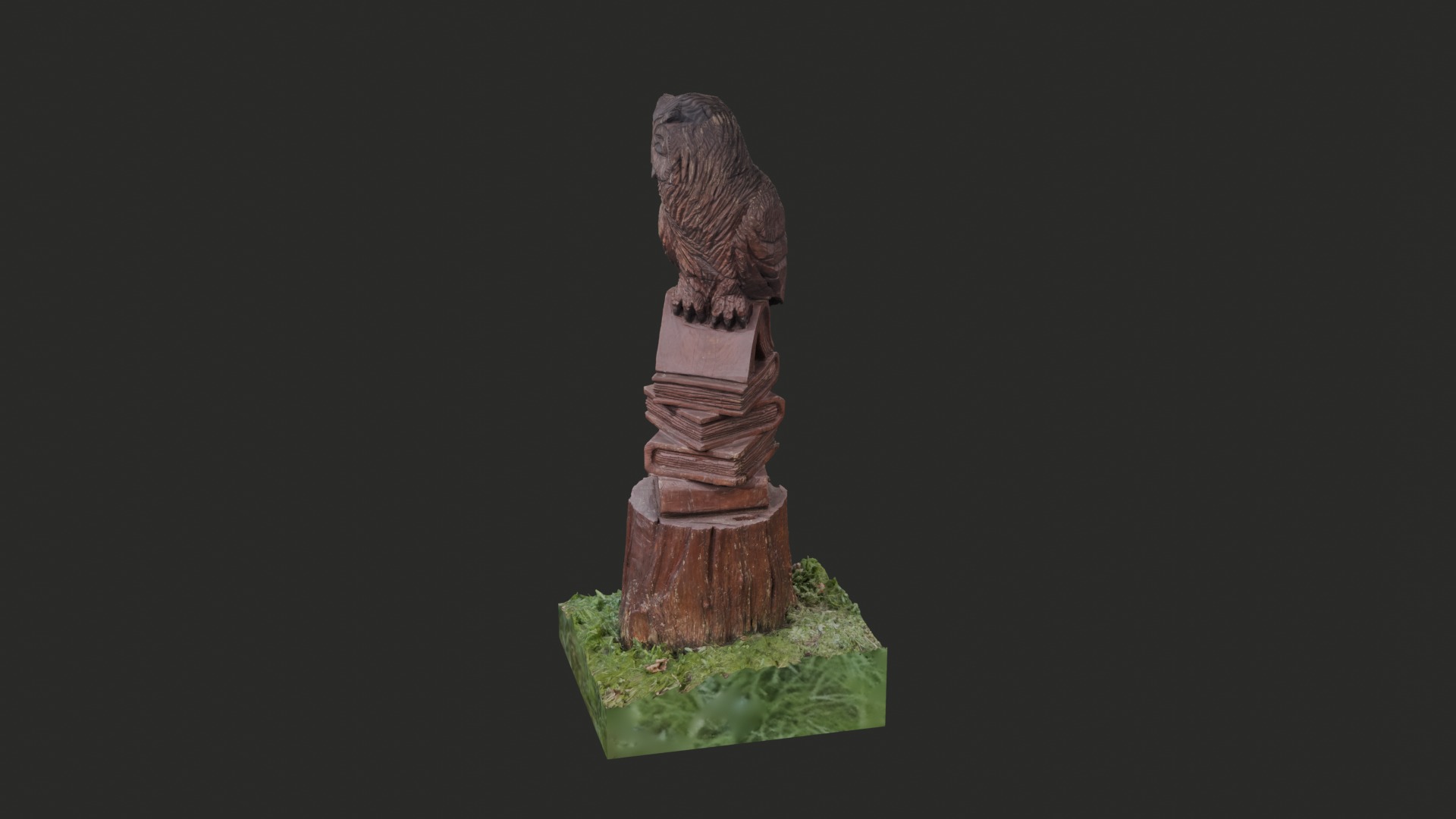 3D Textured Model of a Hand-Carved Wooden Owl Sculpture 3D model_3