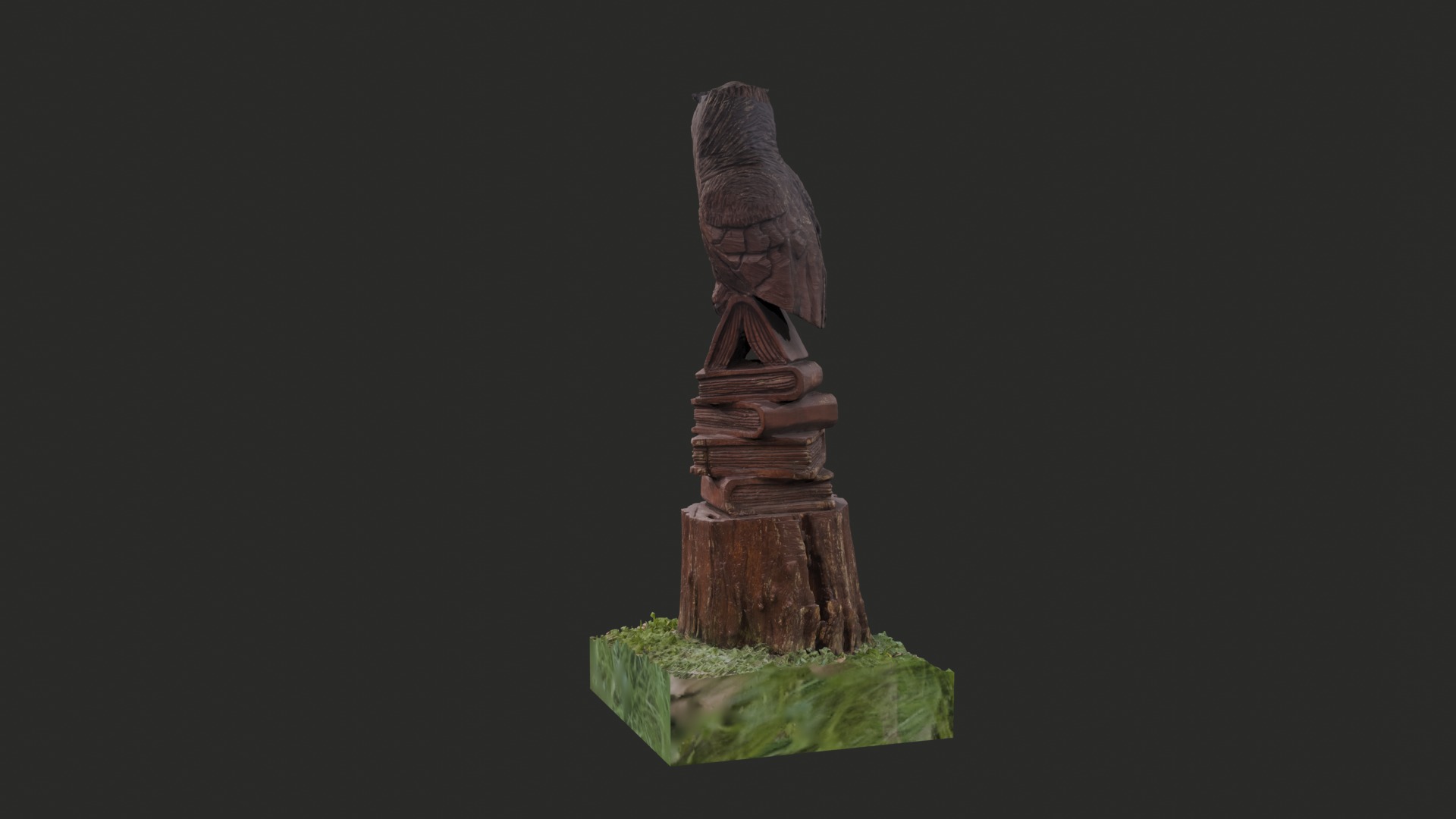 3D Textured Model of a Hand-Carved Wooden Owl Sculpture 3D model_4