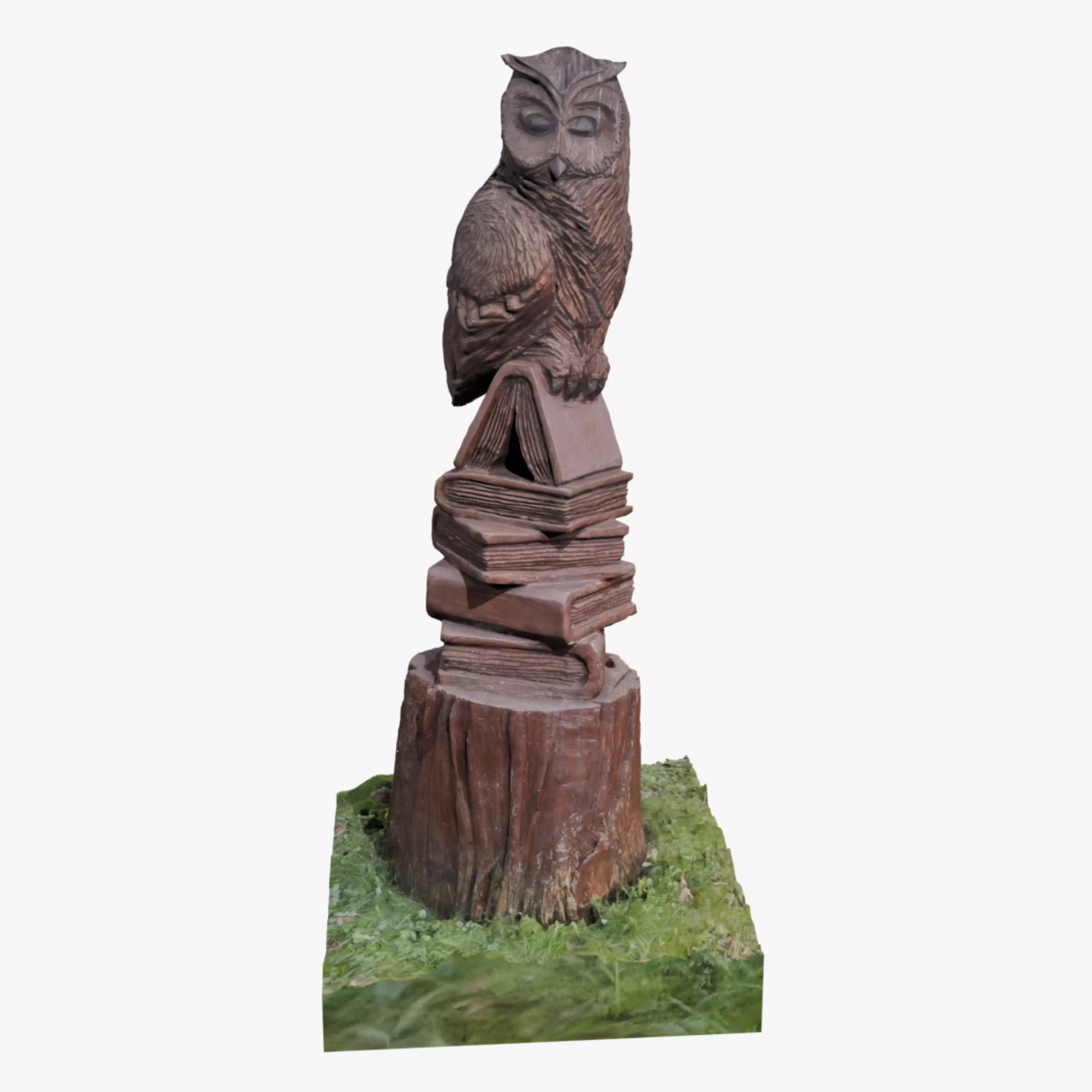 3D Textured Model of a Hand-Carved Wooden Owl Sculpture 3D model_0