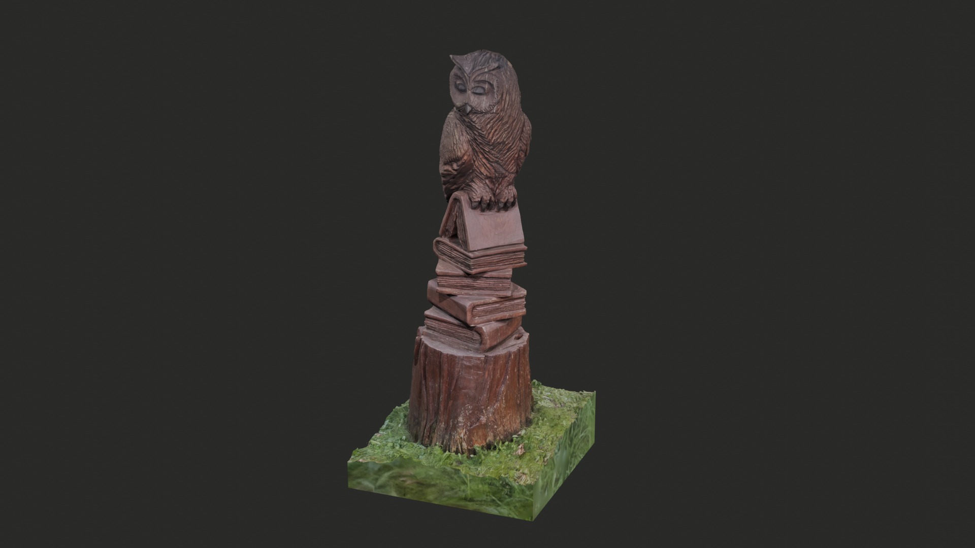 3D Textured Model of a Hand-Carved Wooden Owl Sculpture 3D model_2