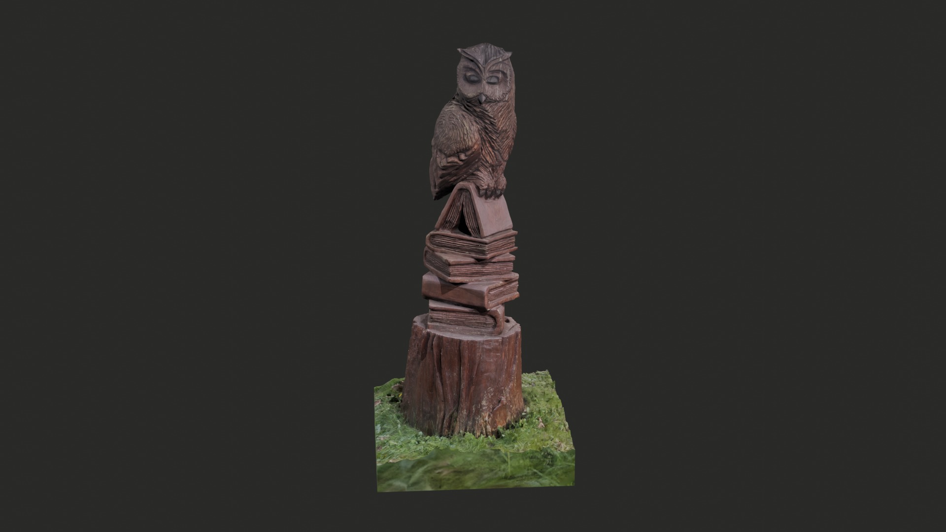 3D Textured Model of a Hand-Carved Wooden Owl Sculpture 3D model_1