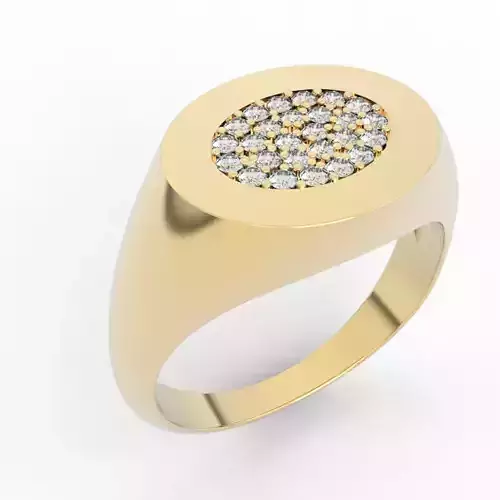 Diamond-Encrusted Oval Signet Ring
