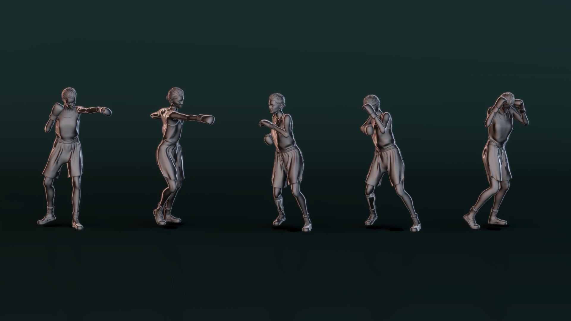 Boxer Woman Set01 3D model_8