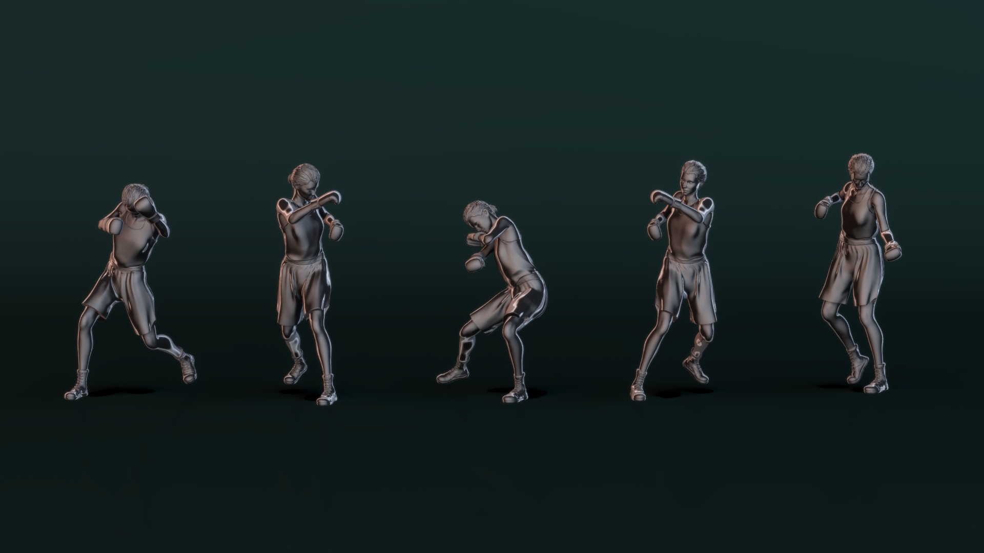 Boxer Woman Set01 3D model_10