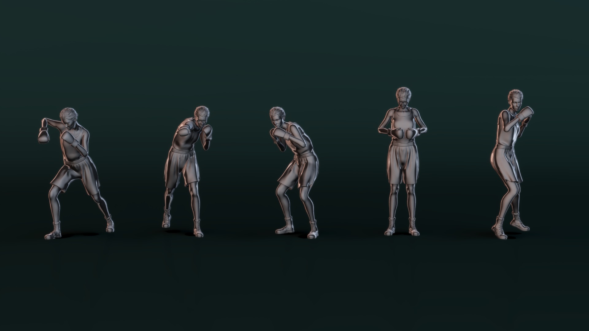 Boxer Woman Set01 3D model_6