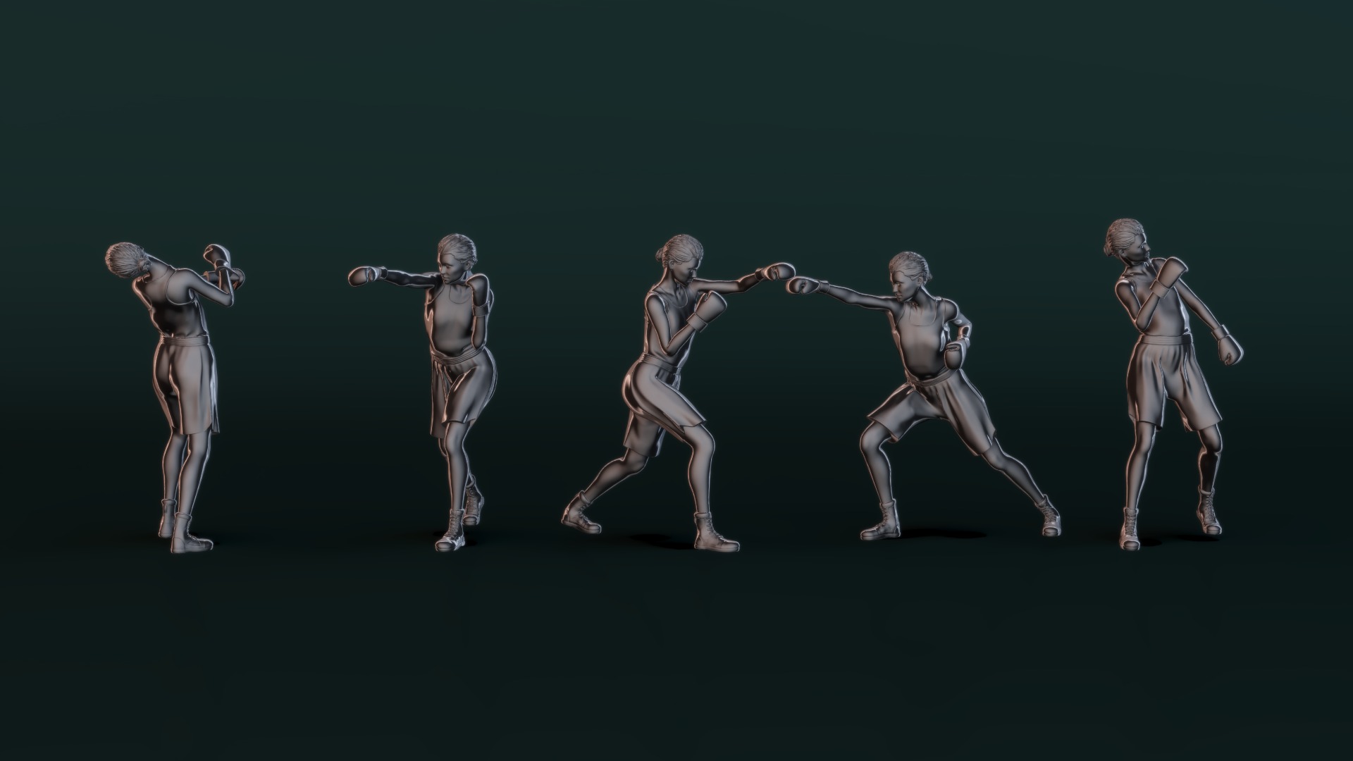 Boxer Woman Set01 3D model_3