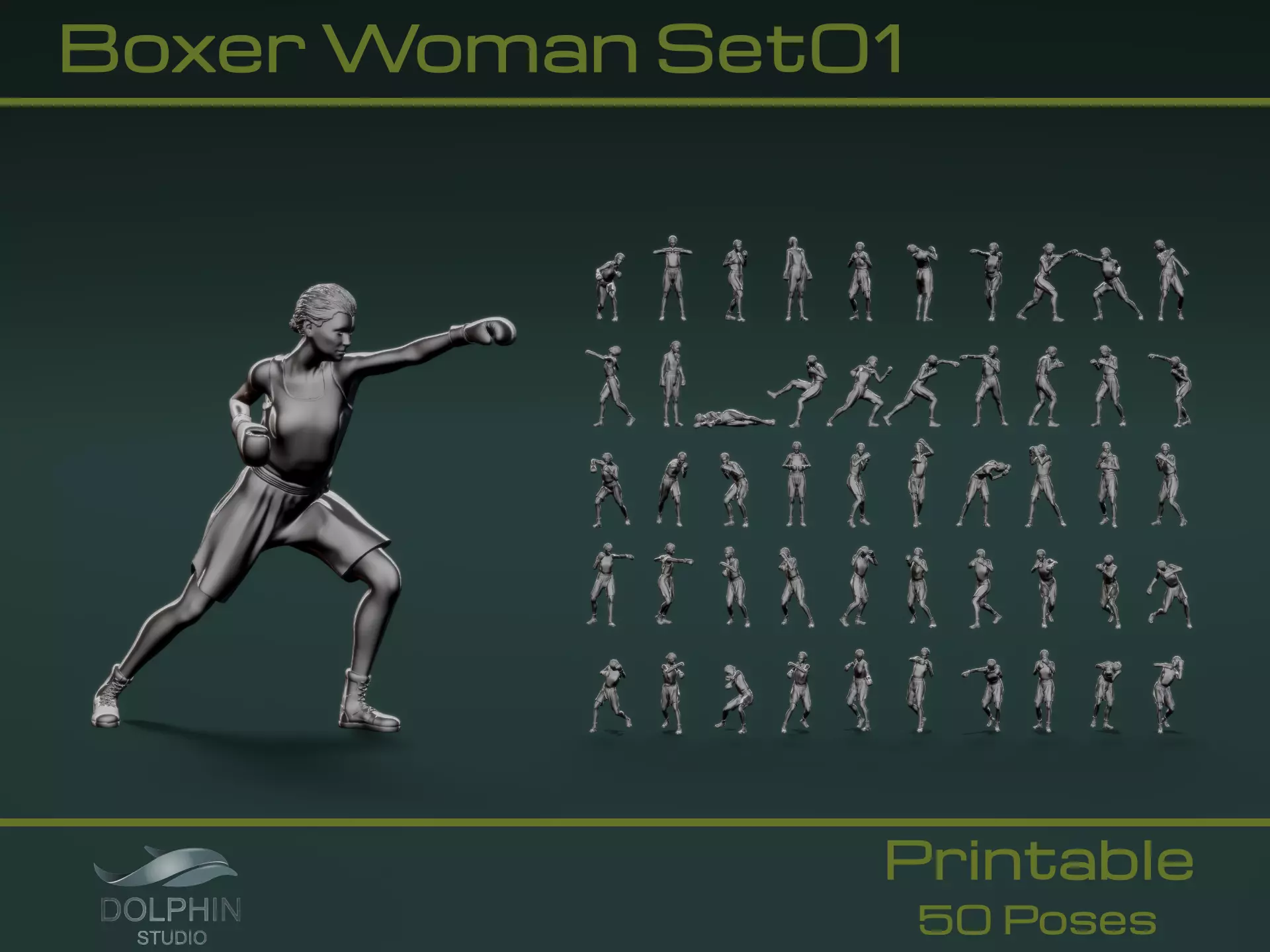 Boxer Woman Set01 3D model_0