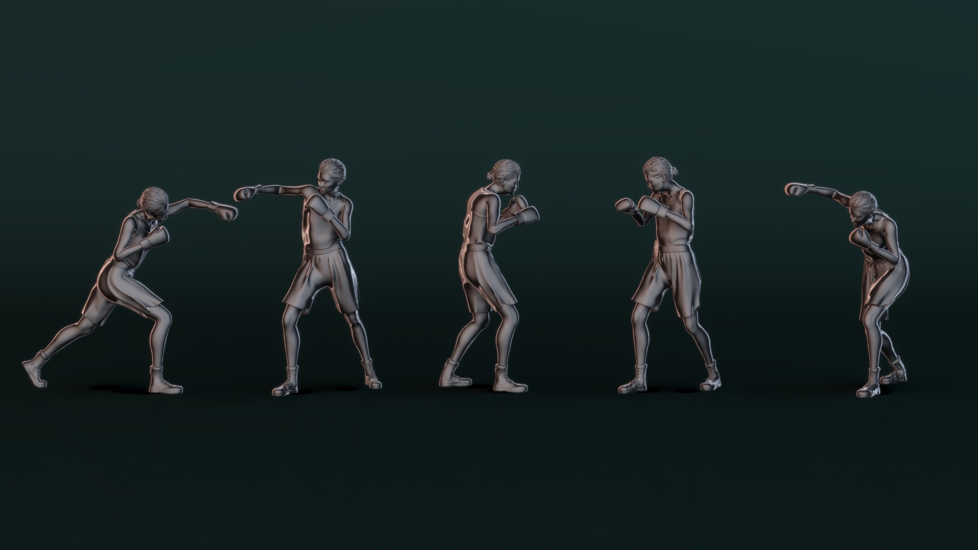 Boxer Woman Set01 3D model_5