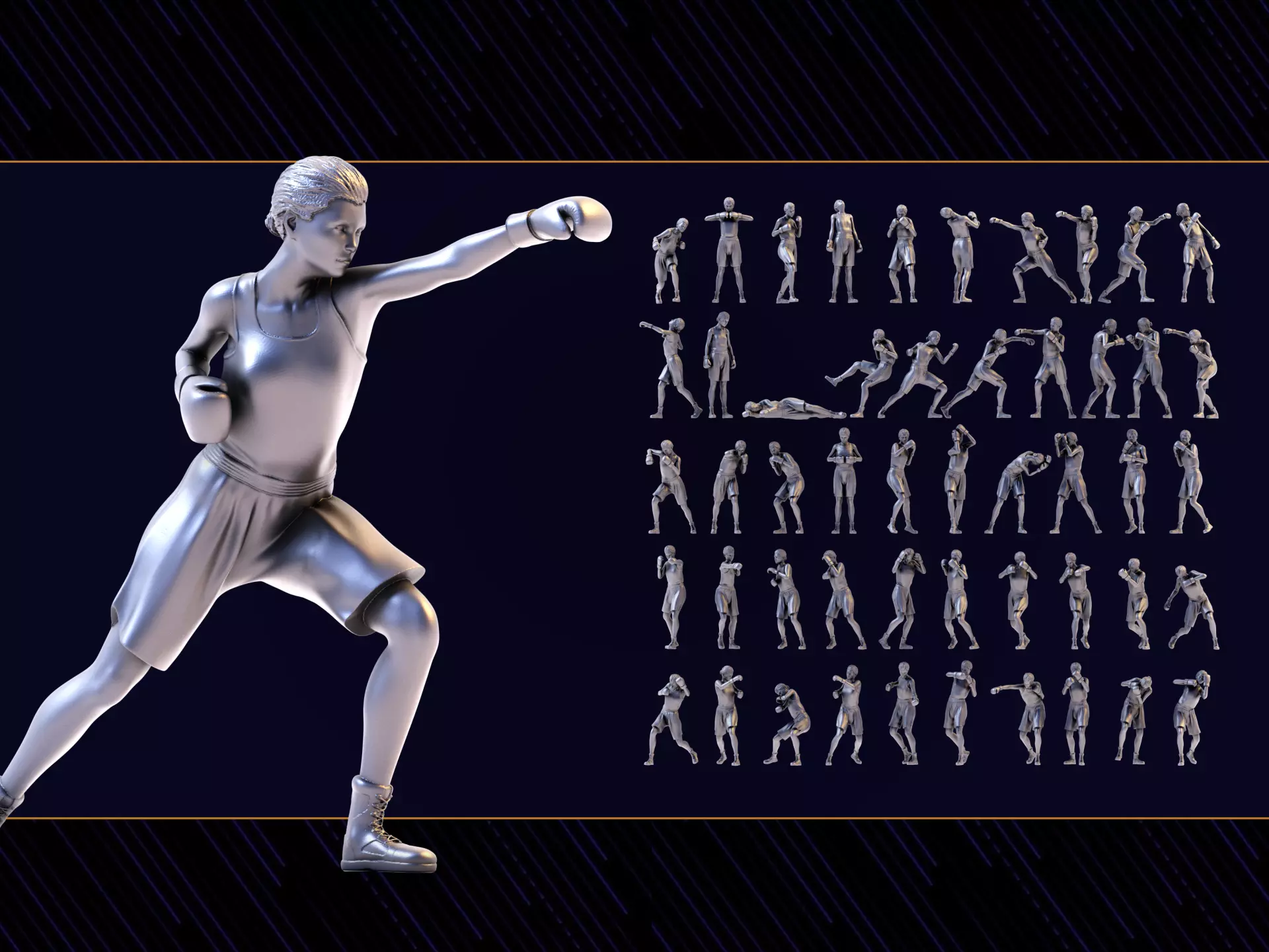 Boxer Woman Set01 3D print model