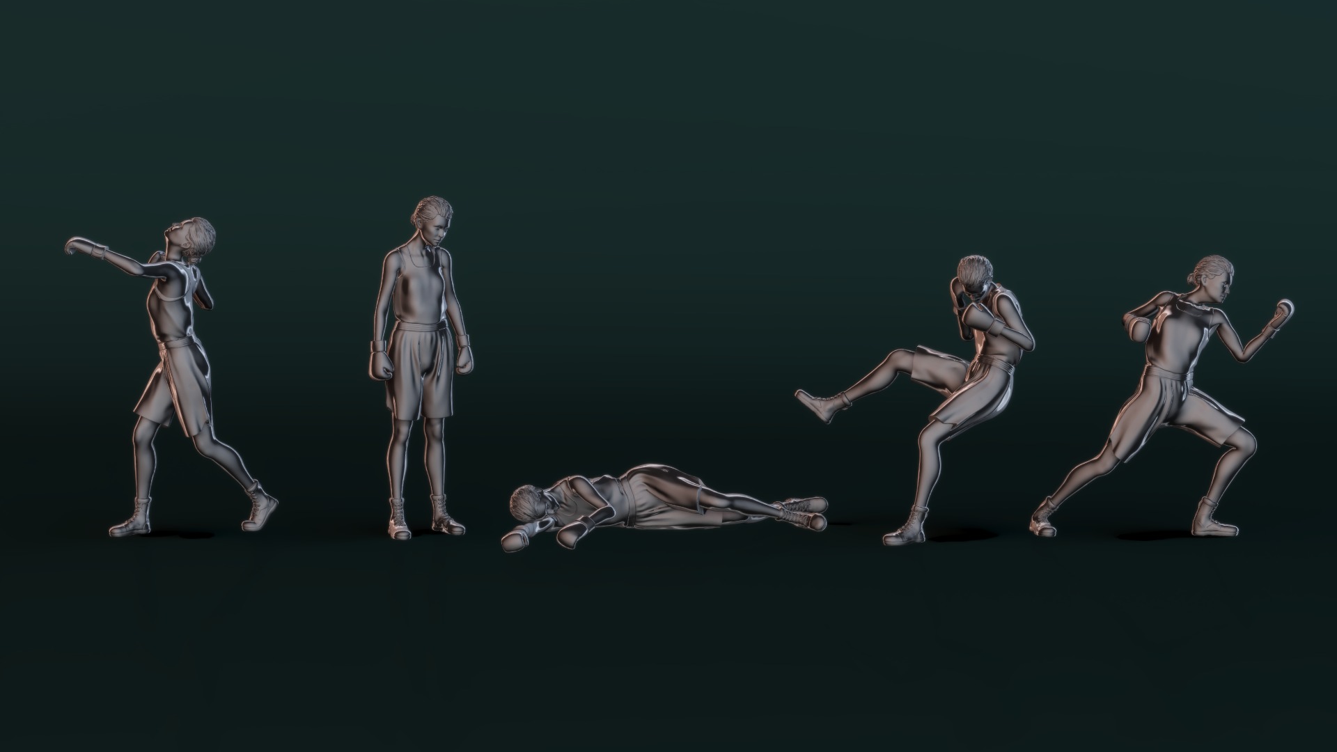 Boxer Woman Set01 3D model_4