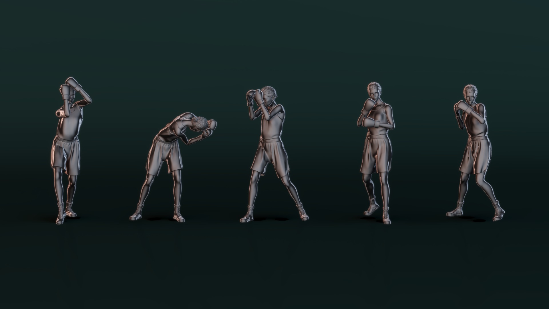 Boxer Woman Set01 3D model_7