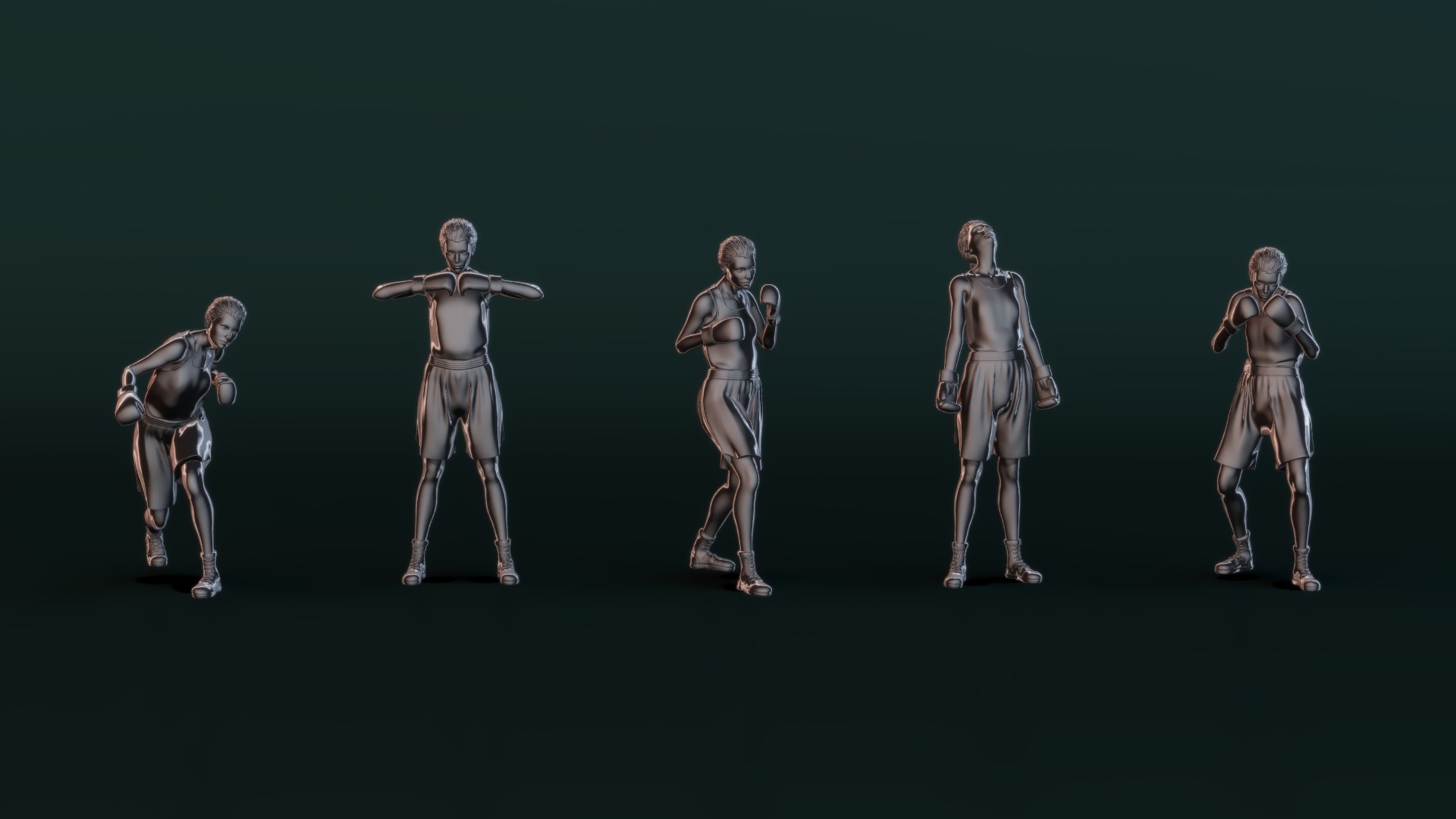 Boxer Woman Set01 3D model_2