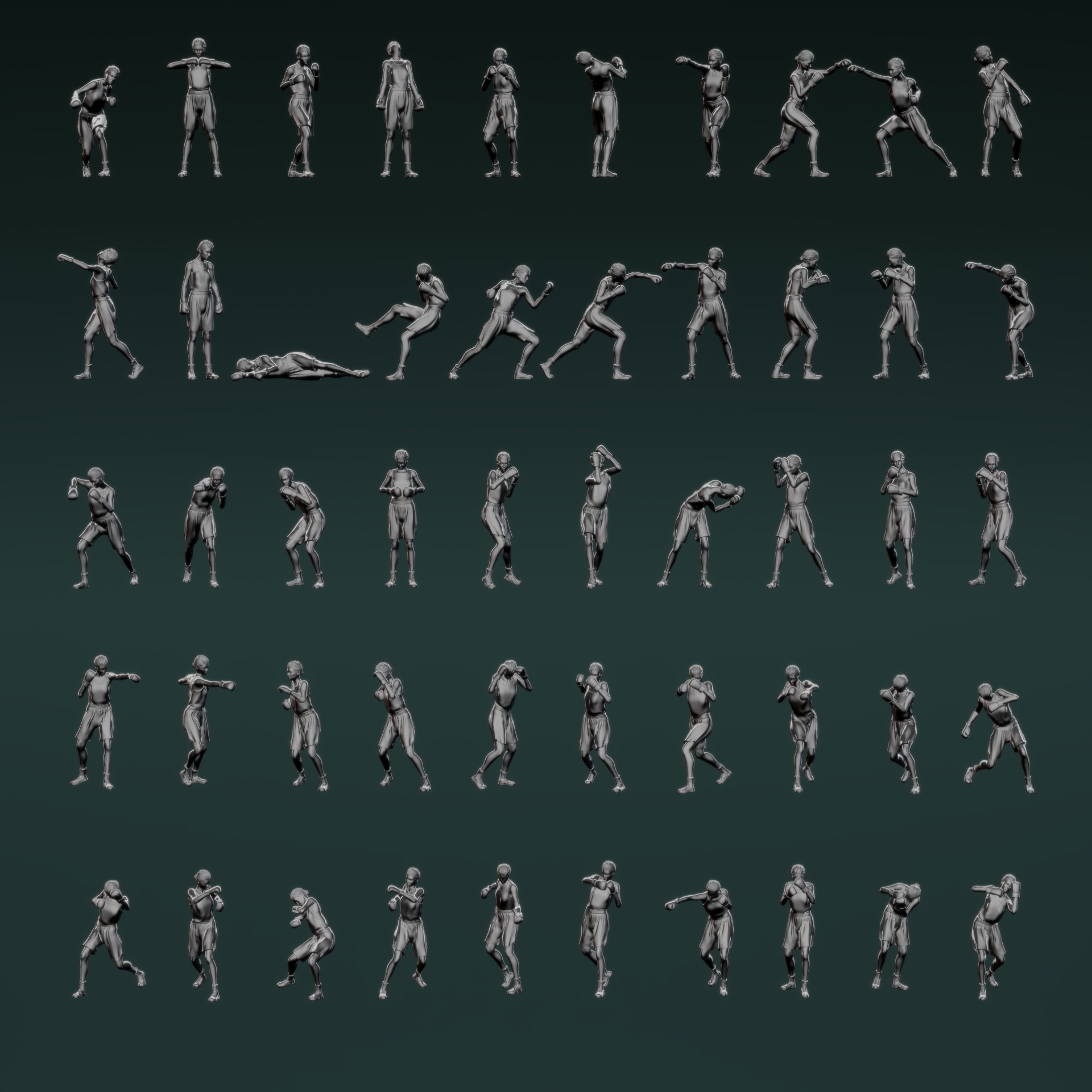 Boxer Woman Set01 3D model_1