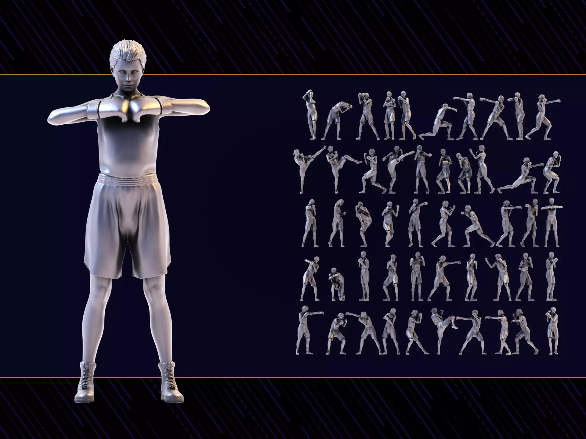 Boxer Woman Set02 3D print model