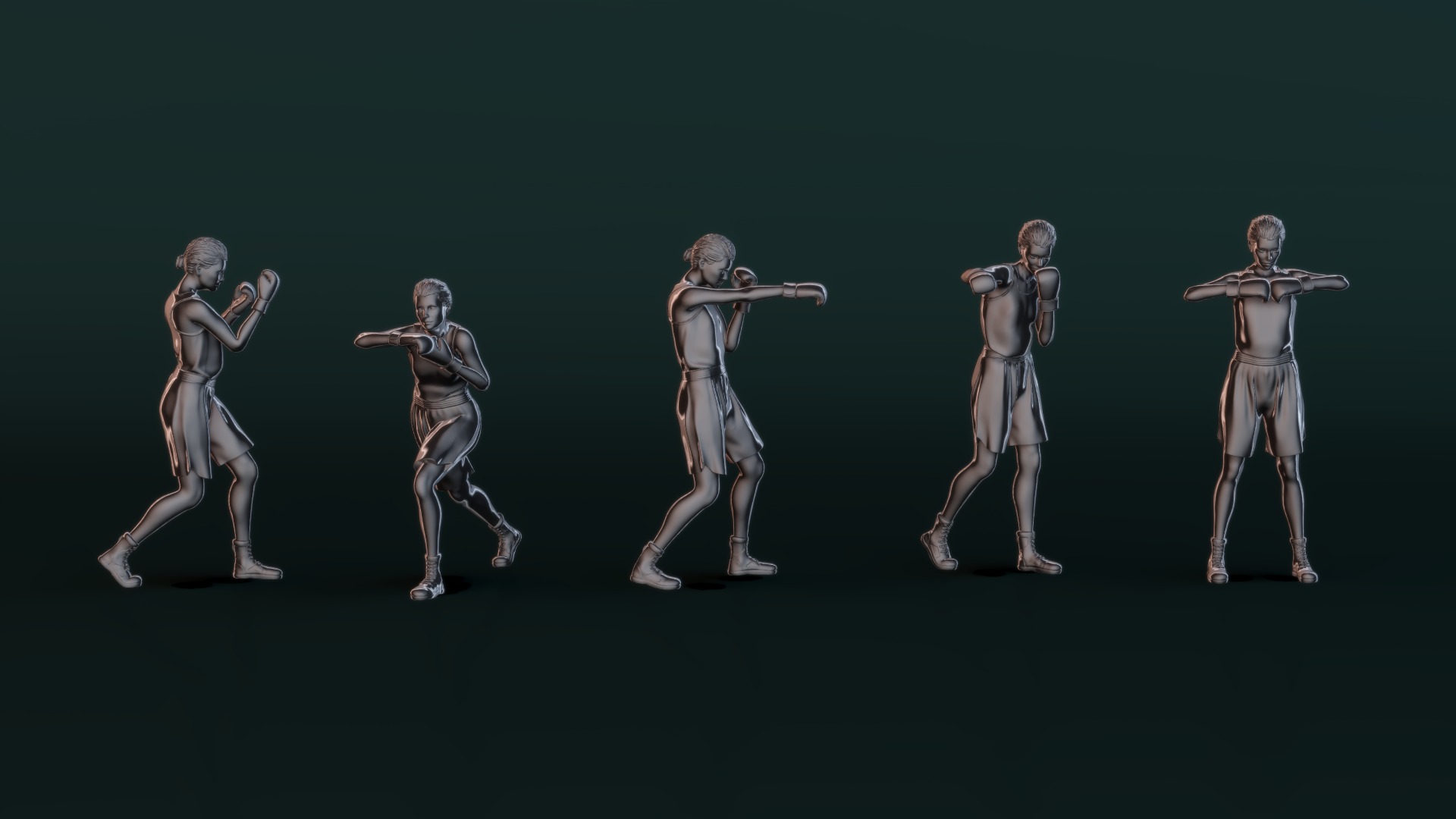 Boxer Woman Set02 3D model_7