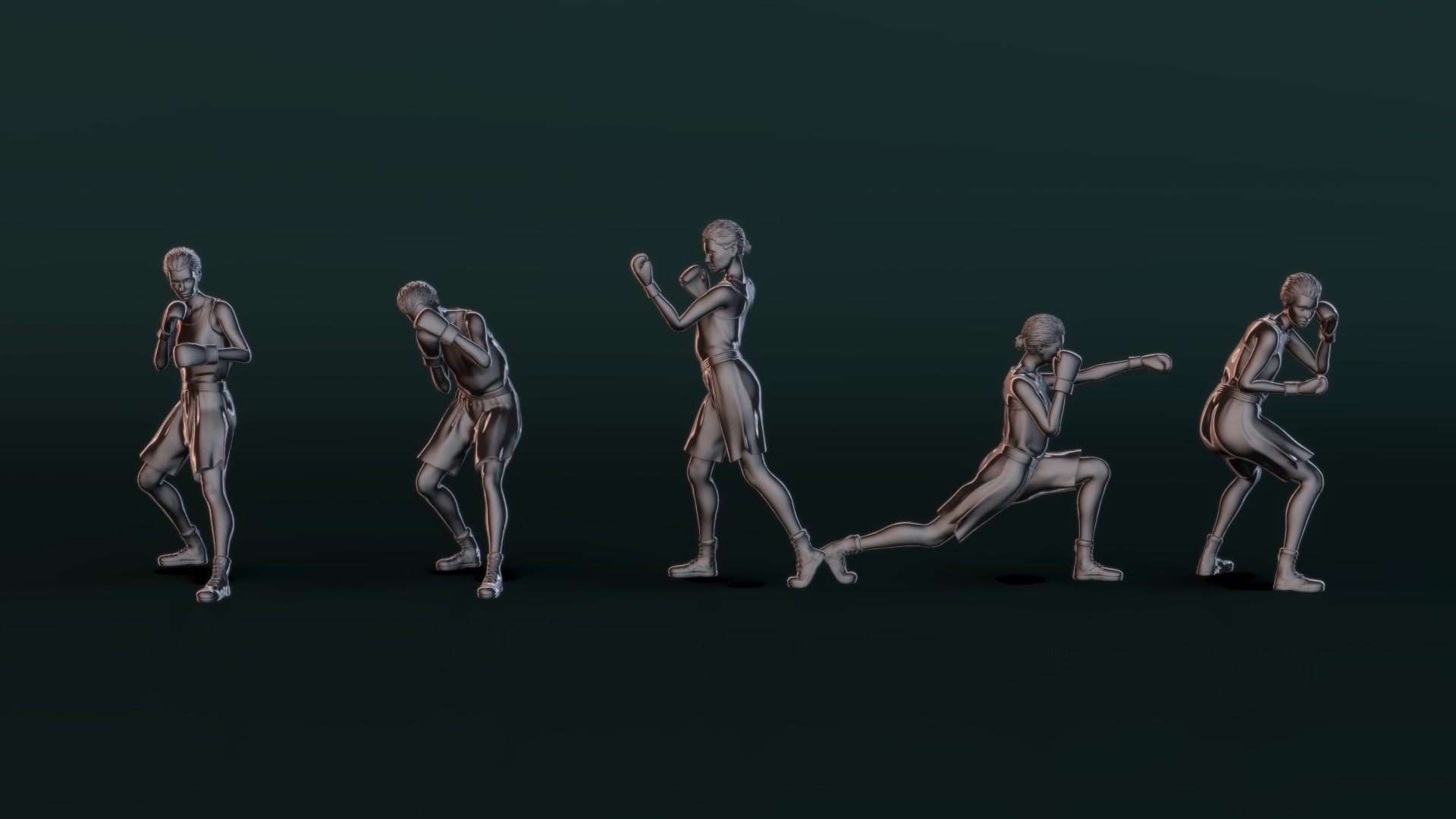 Boxer Woman Set02 3D model_5