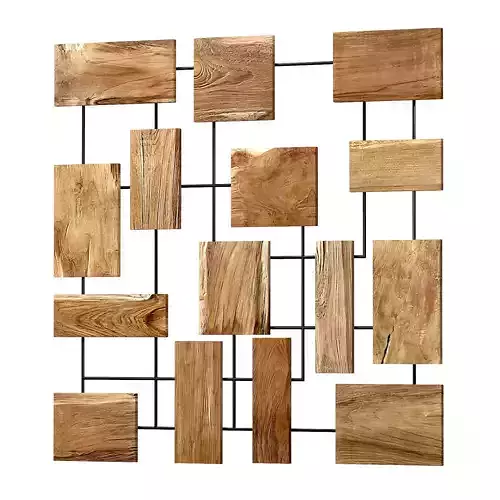 Decorative wall panel with wooden elements