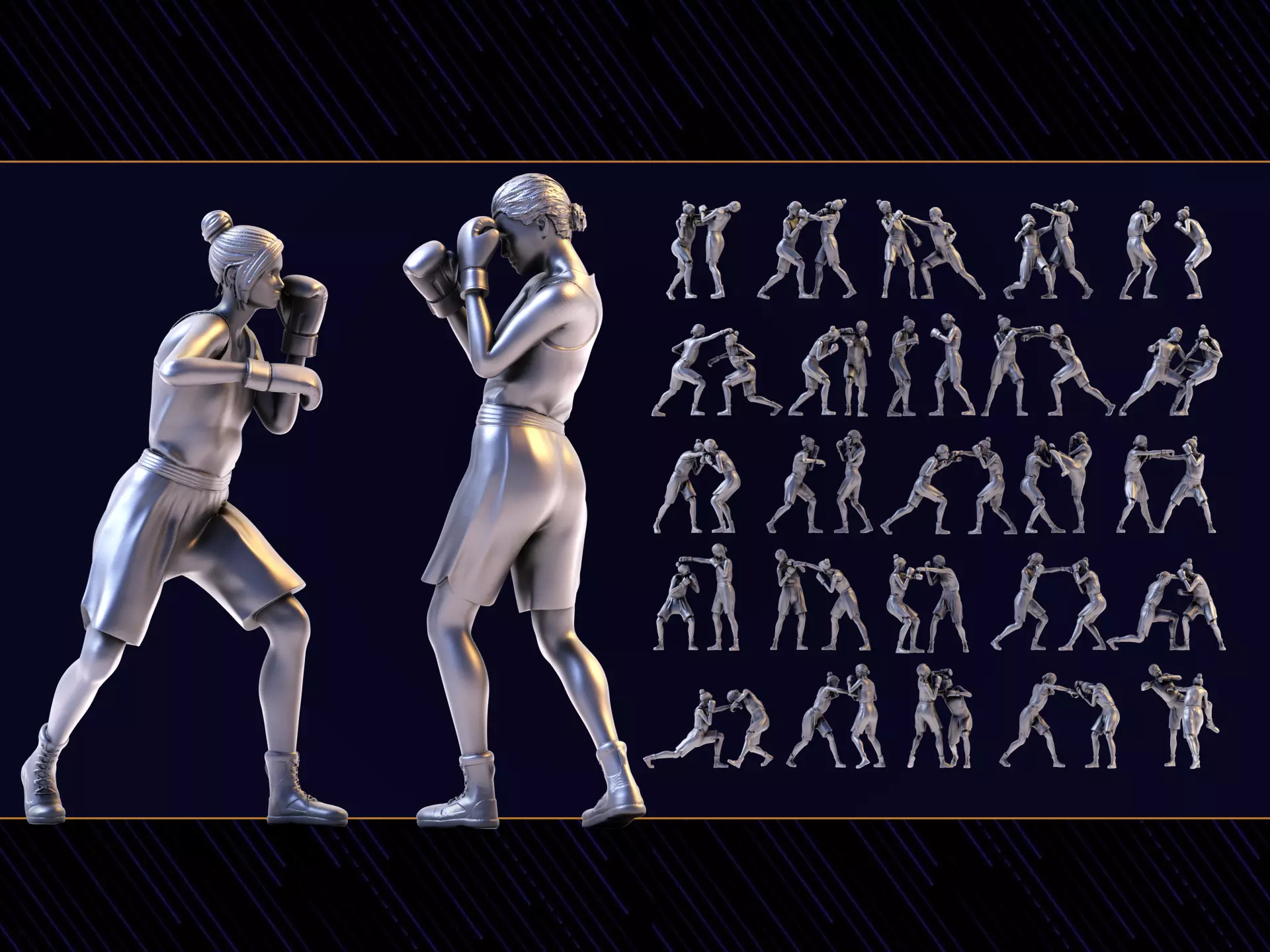Boxer Woman Set03 3D print model