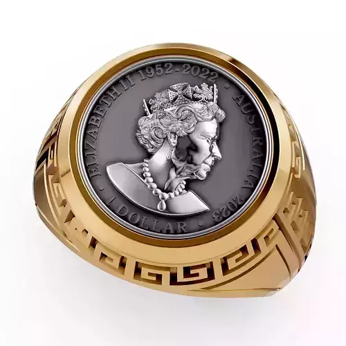 Ellizabeth Australian Dollar Coin Ring 3D Model 