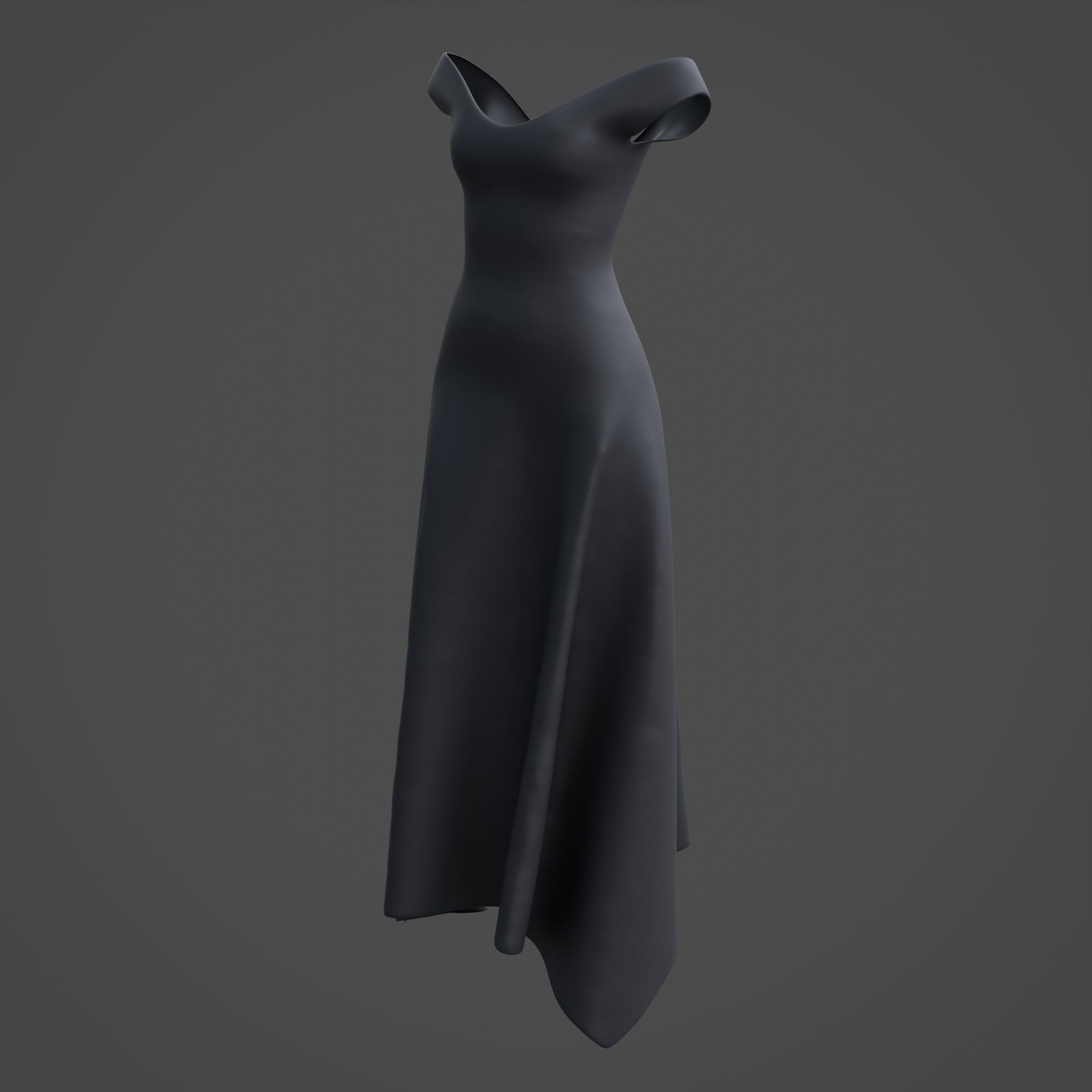3D Female Dress - Black Dress Low-poly 3D model_20