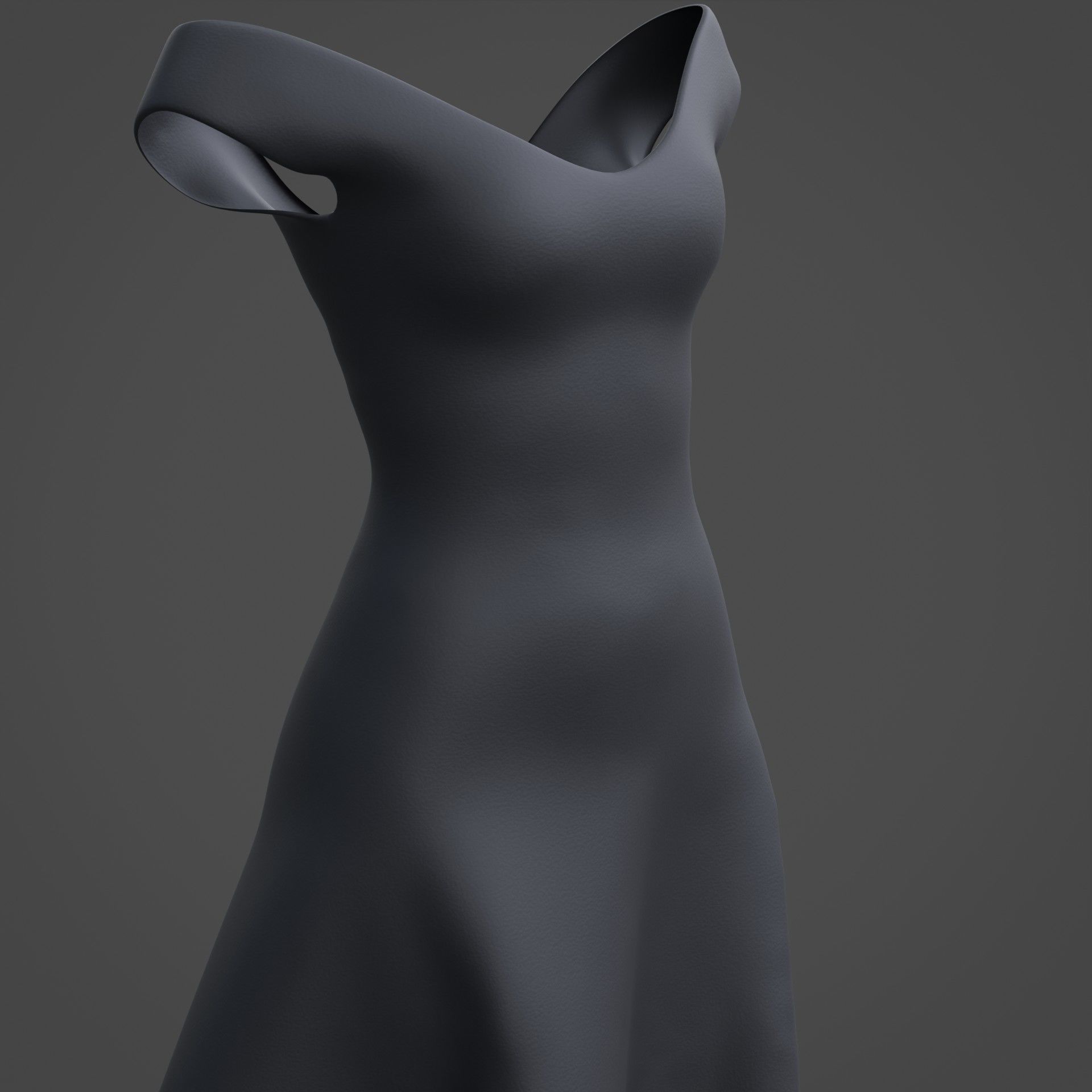 3D Female Dress - Black Dress Low-poly 3D model_1