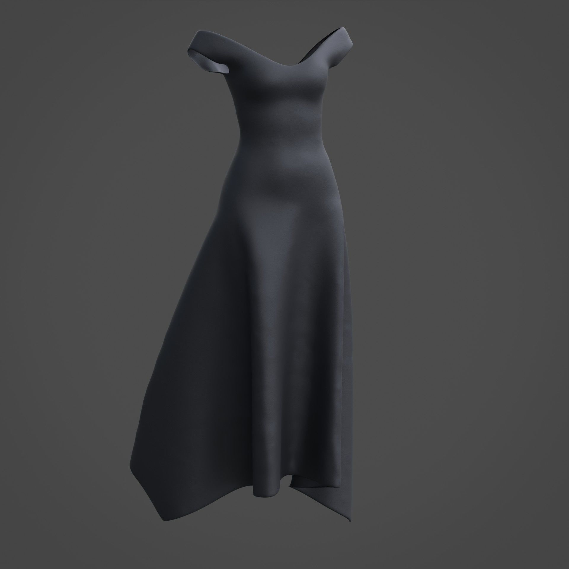 3D Female Dress - Black Dress Low-poly 3D model_4