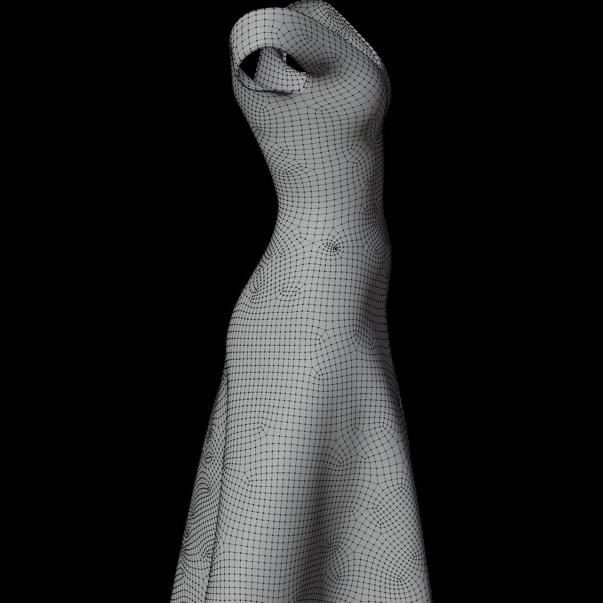 3D Female Dress - Black Dress Low-poly 3D model_30