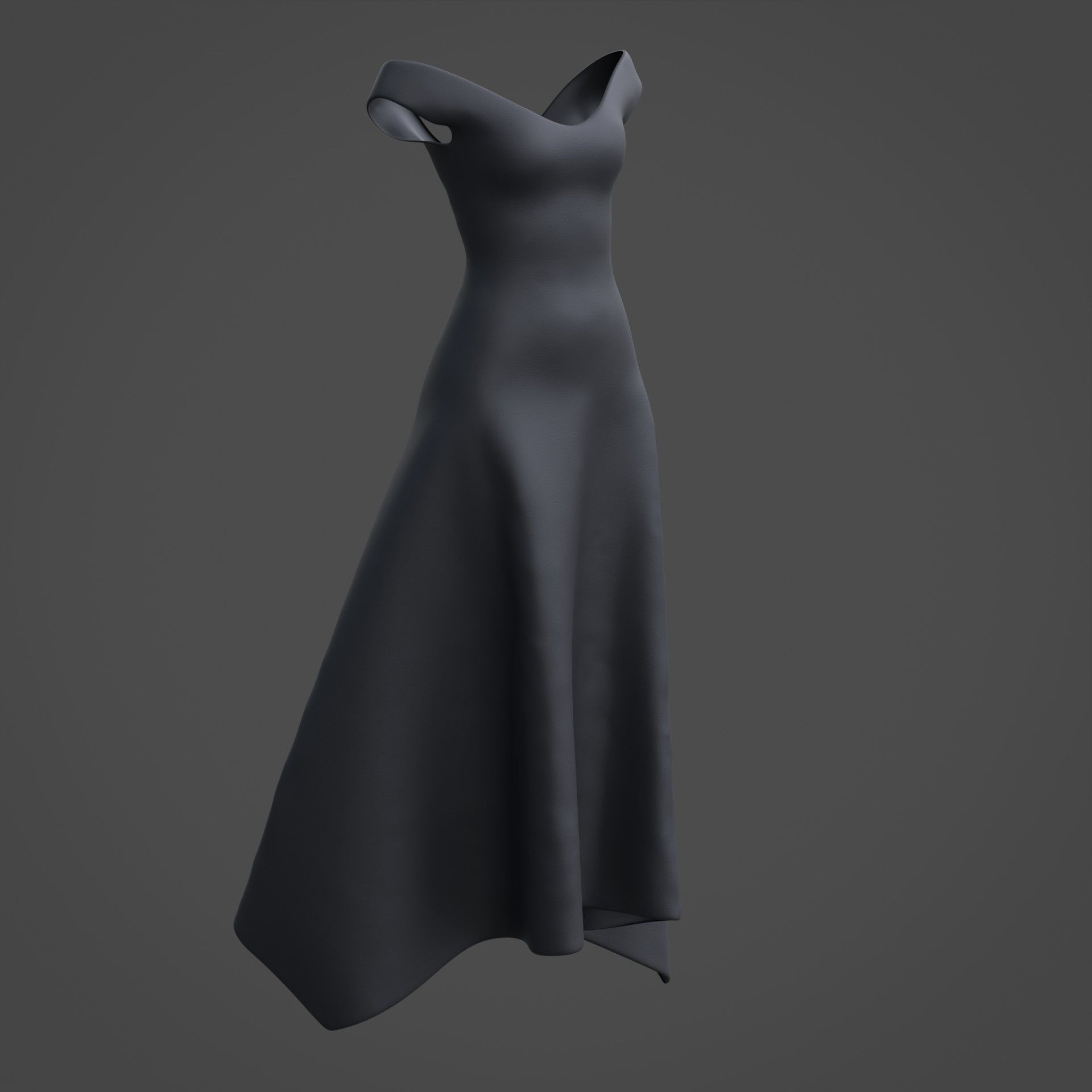 3D Female Dress - Black Dress Low-poly 3D model_5