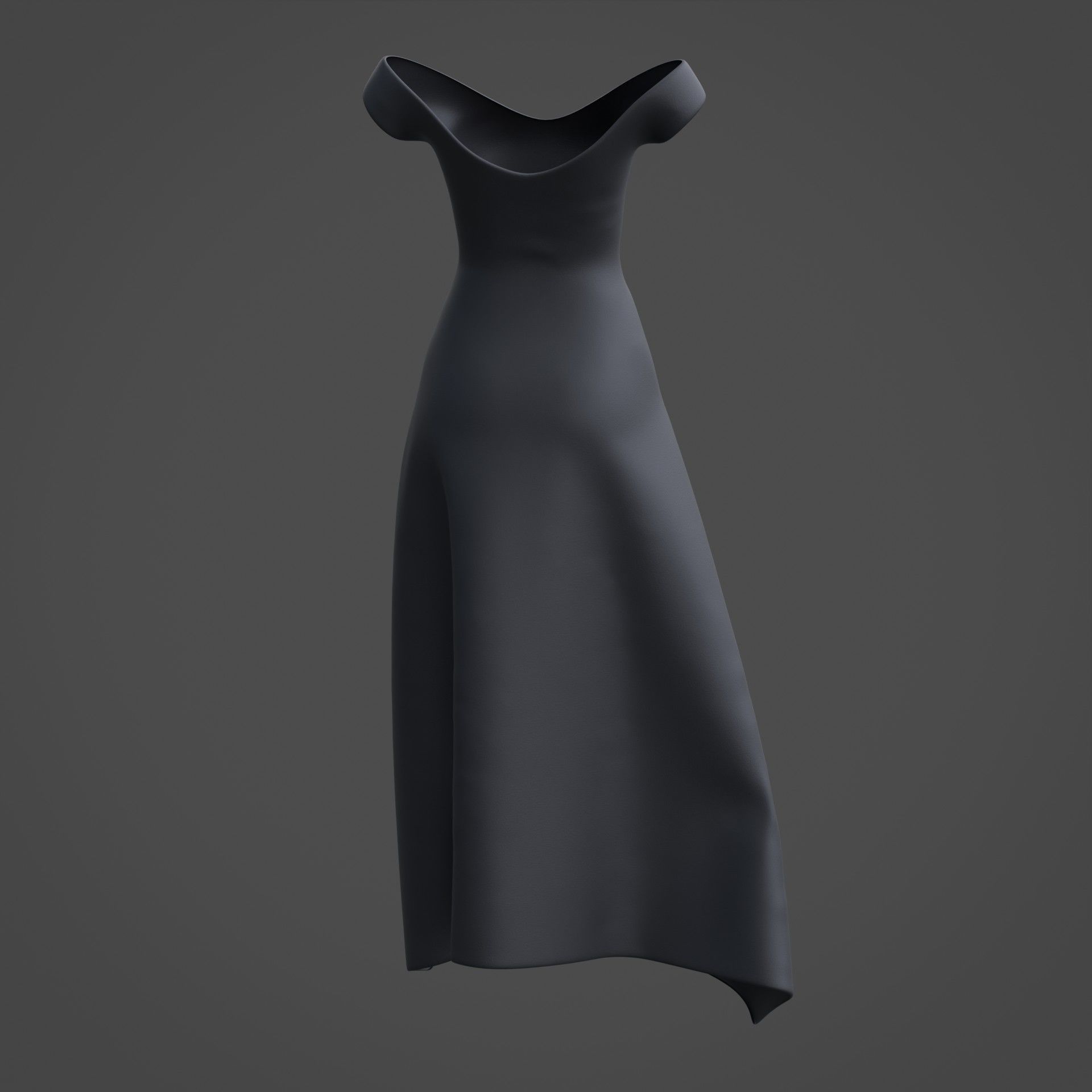 3D Female Dress - Black Dress Low-poly 3D model_12