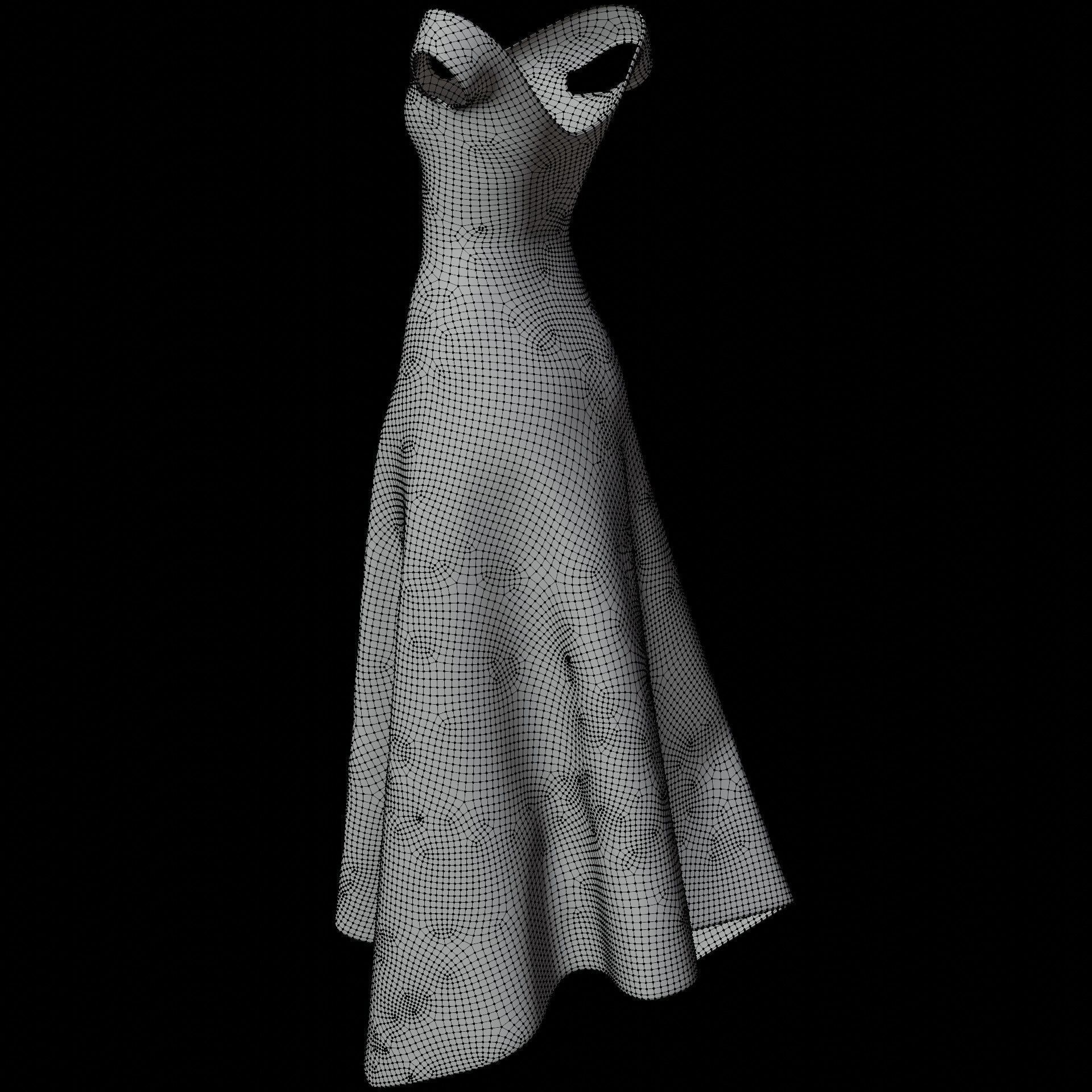 3D Female Dress - Black Dress Low-poly 3D model_22