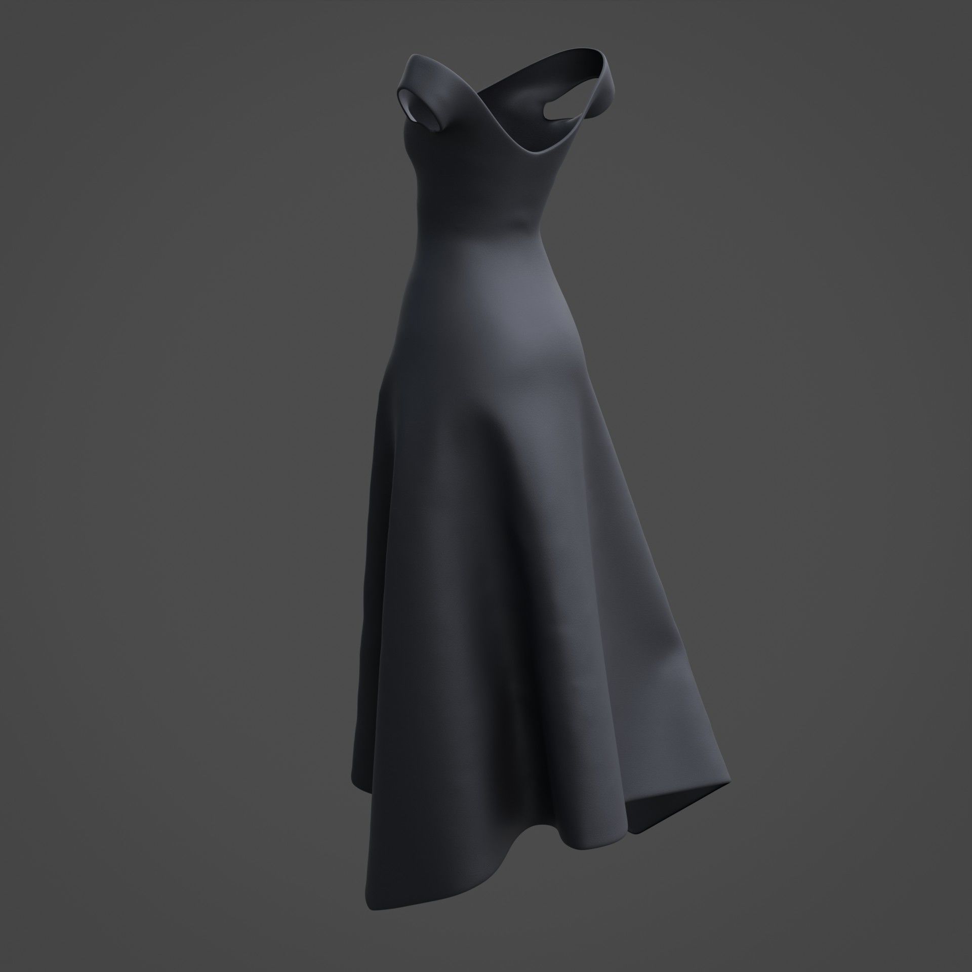 3D Female Dress - Black Dress Low-poly 3D model_15