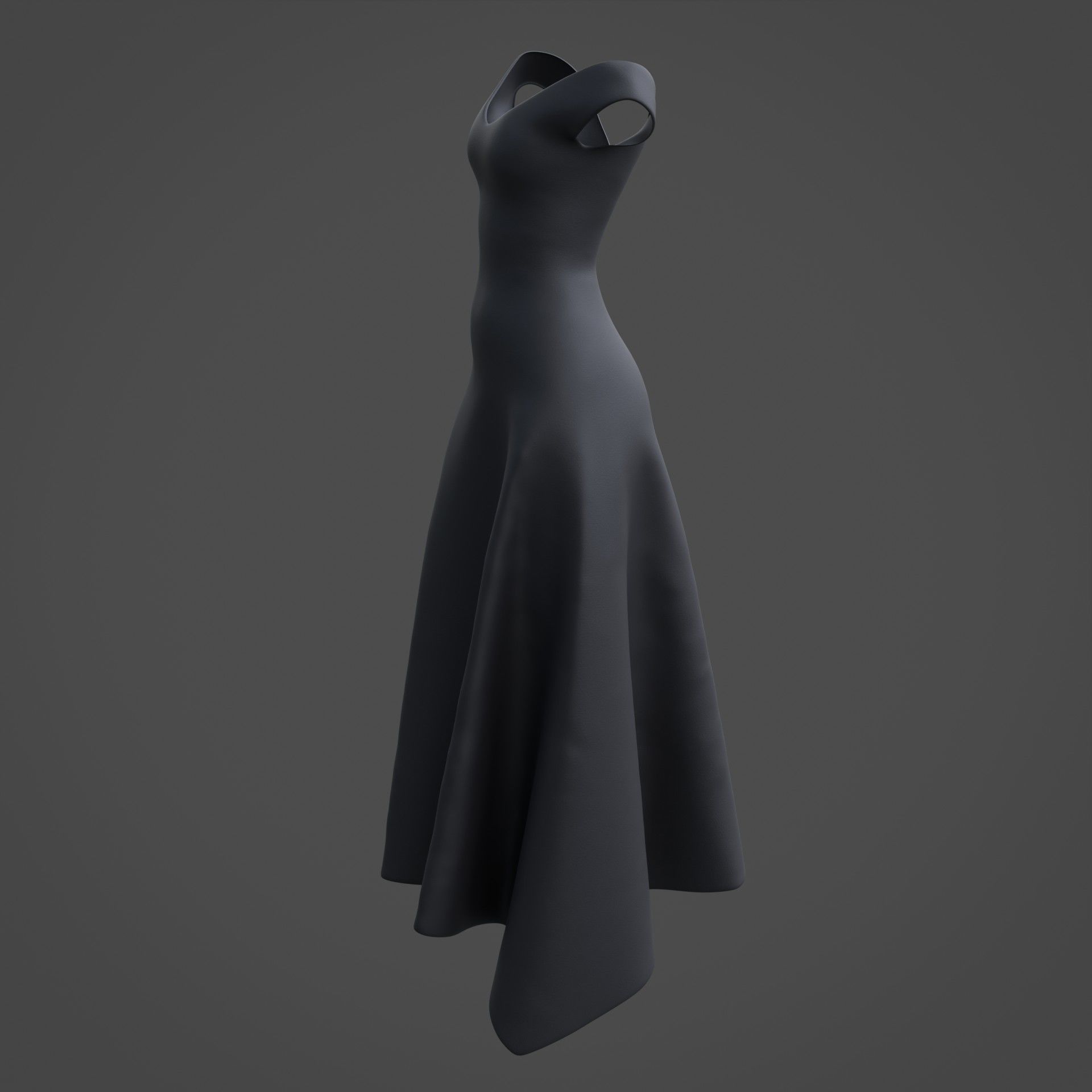 3D Female Dress - Black Dress Low-poly 3D model_18