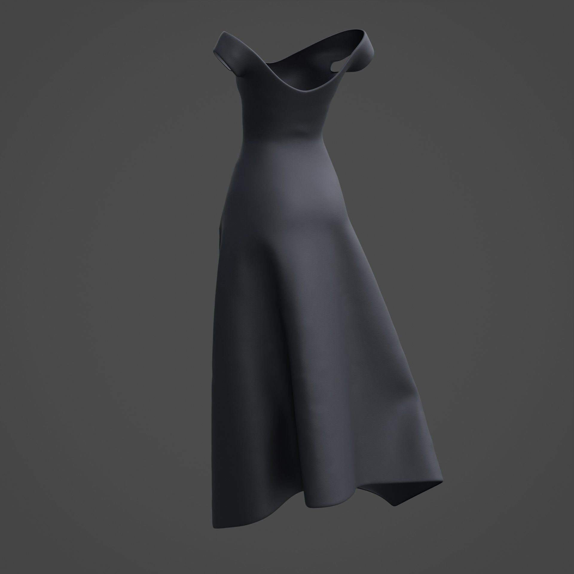 3D Female Dress - Black Dress Low-poly 3D model_14