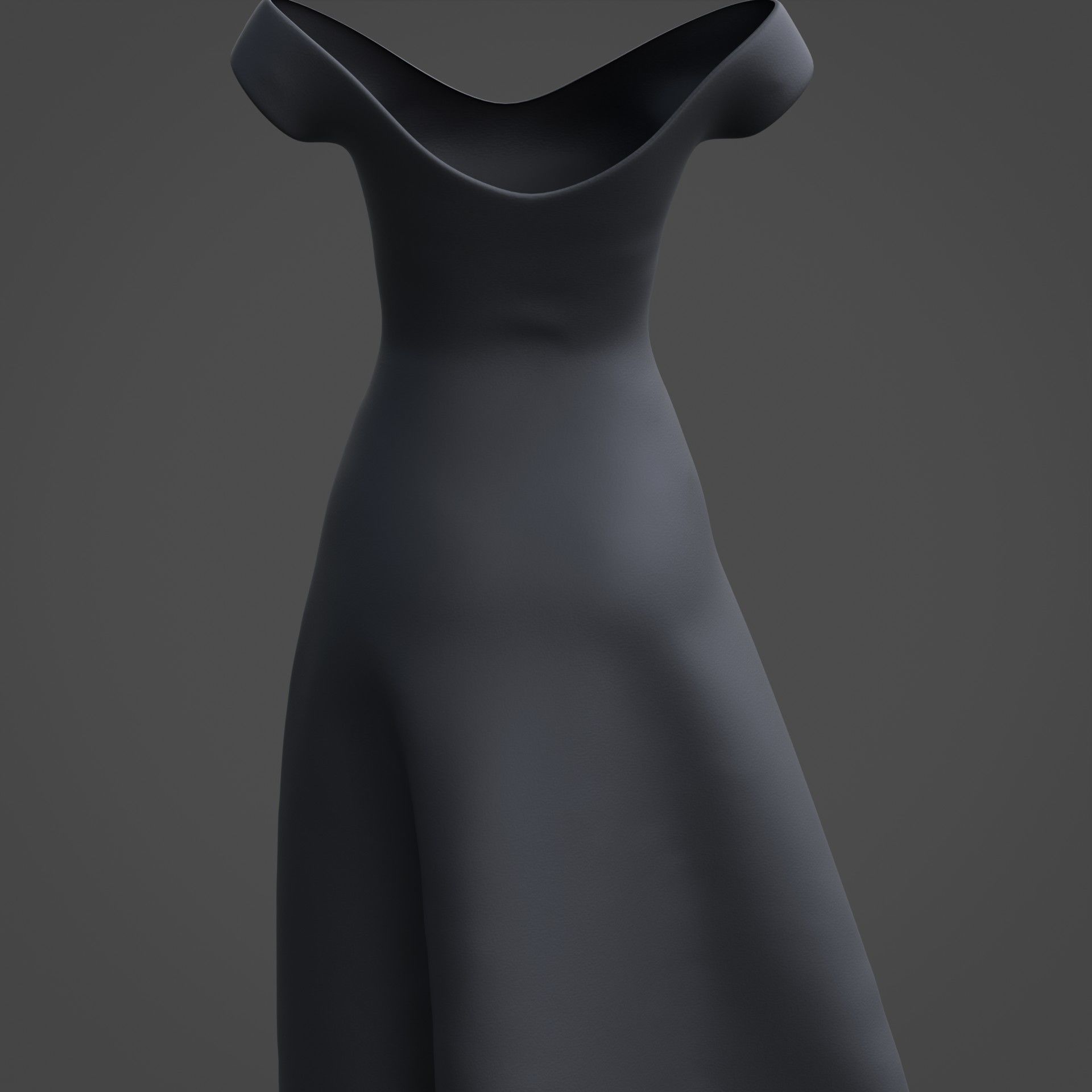3D Female Dress - Black Dress Low-poly 3D model_2