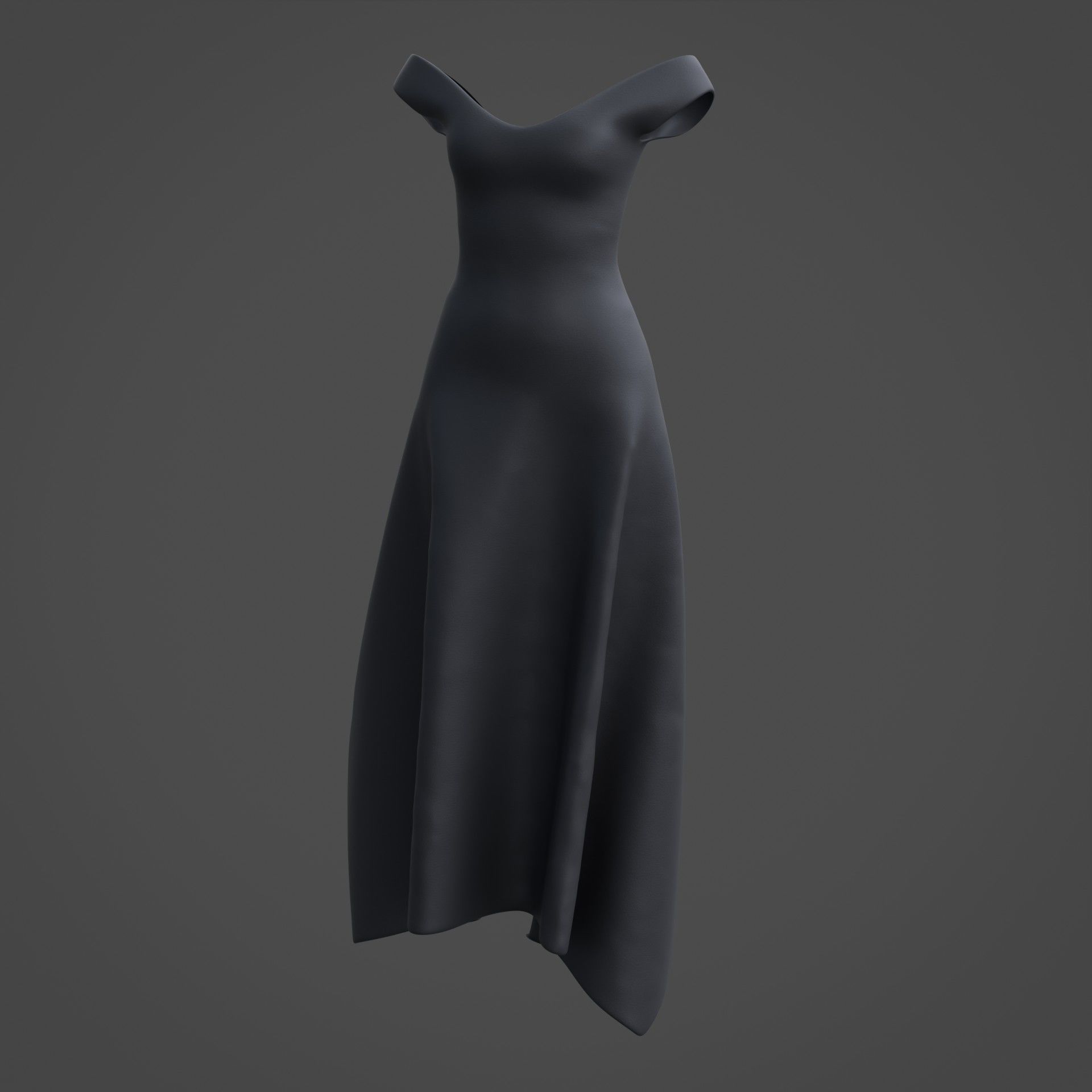 3D Female Dress - Black Dress Low-poly 3D model_21