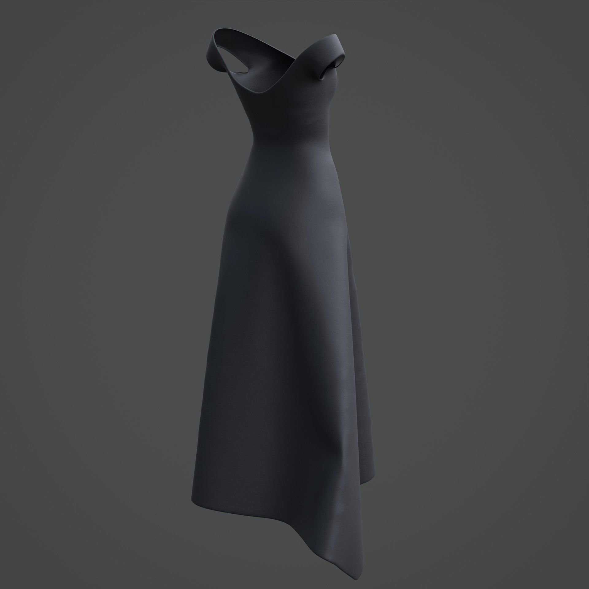 3D Female Dress - Black Dress Low-poly 3D model_10