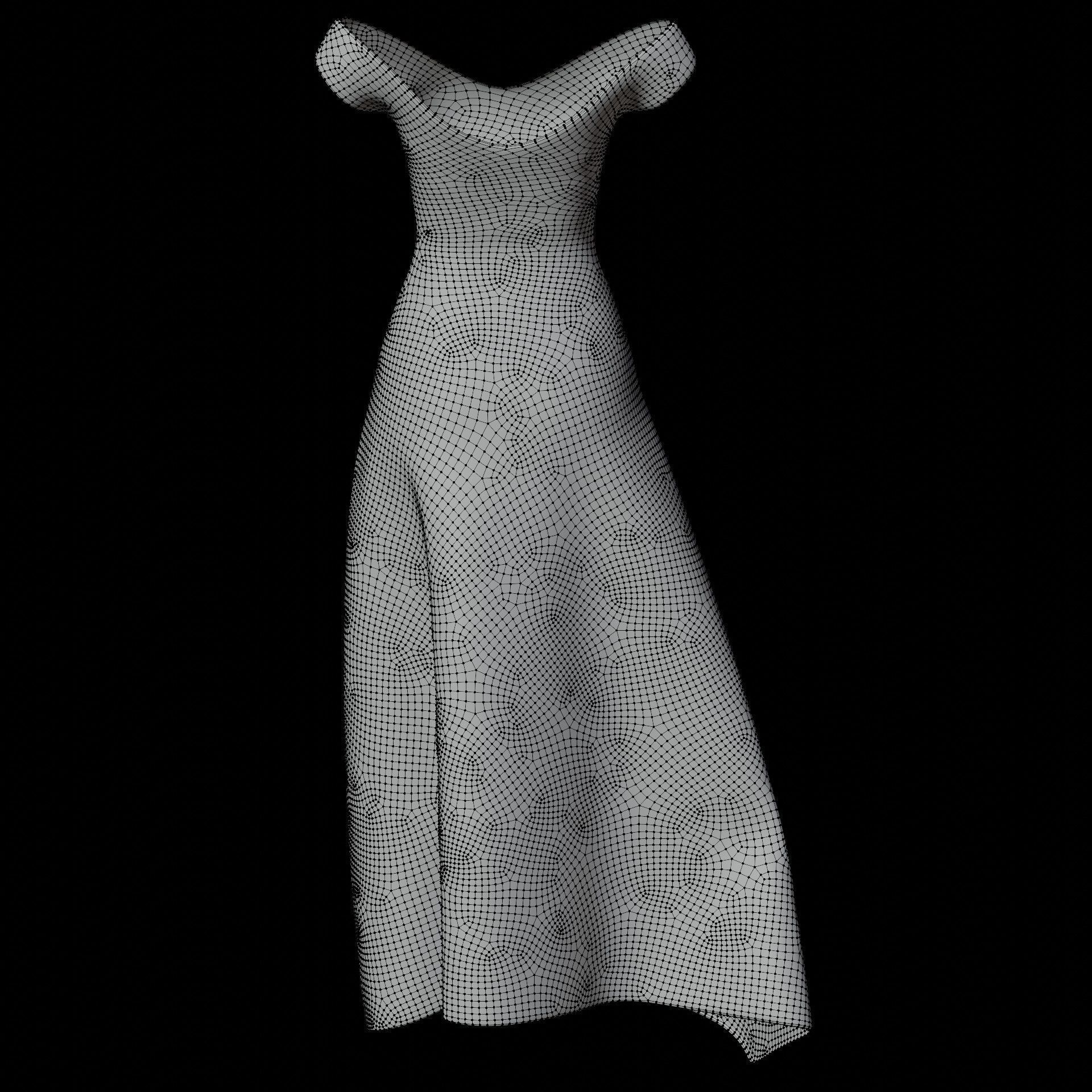 3D Female Dress - Black Dress Low-poly 3D model_25