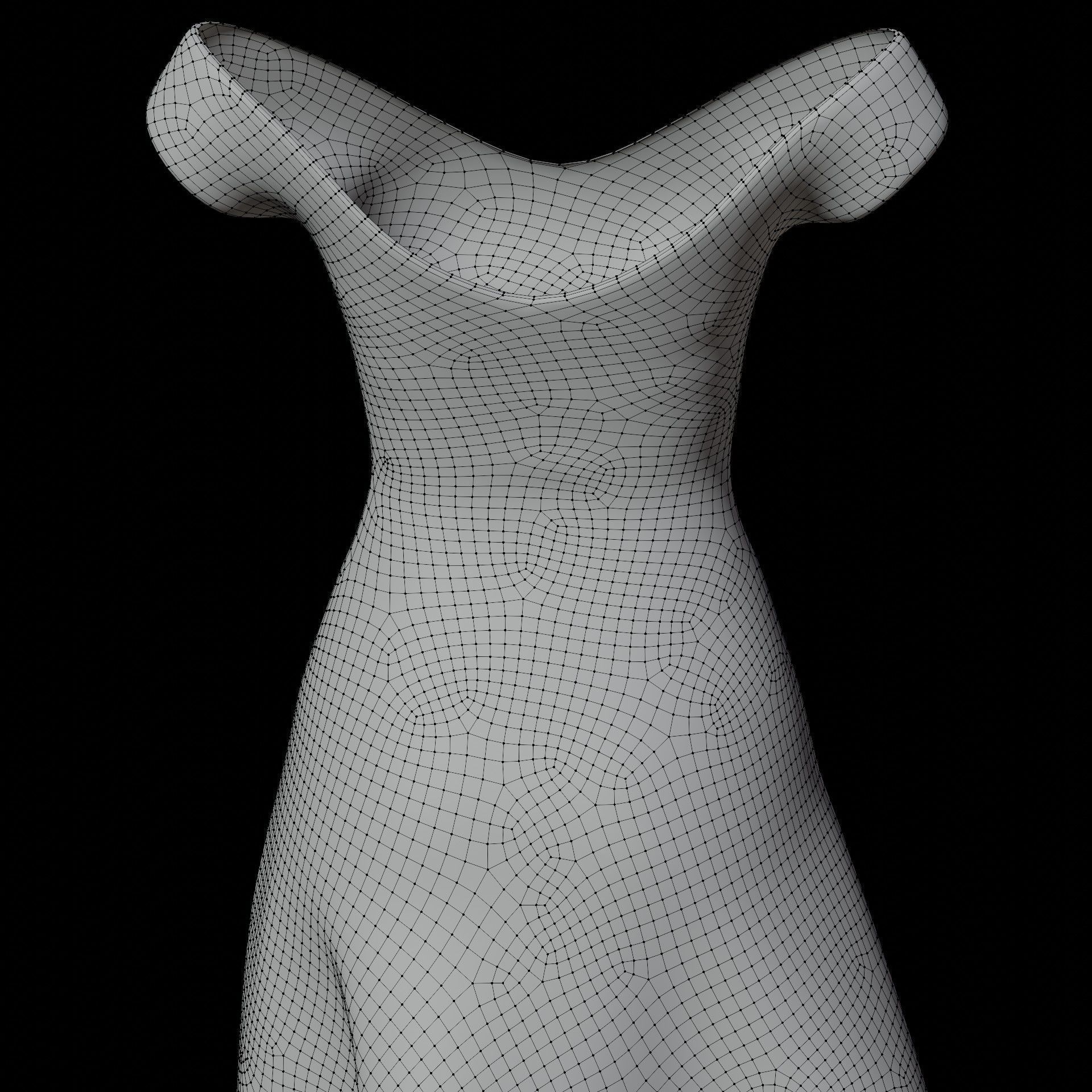 3D Female Dress - Black Dress Low-poly 3D model_24